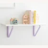 Pottery Barn White Shelf With Lavender Metal Brackets