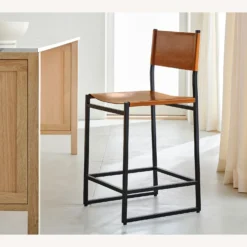 Pottery Barn Hardy Leather Counter Stool