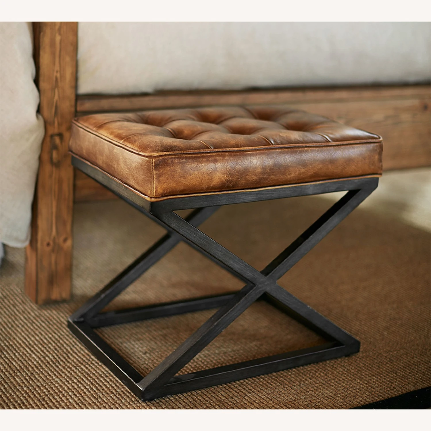 Pottery Barn Kirkham Tufted Leather Stool, Rustic Pottery Barn Kirkham Tufted Leather Stool, Rustic -Pottery Barn 1500 1500 frame 0 2284