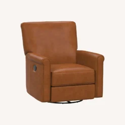Pottery Barn Irving Roll Arm Leather Grand Swivel Recliner -Pottery Barn 1500 1500 frame 0 2478