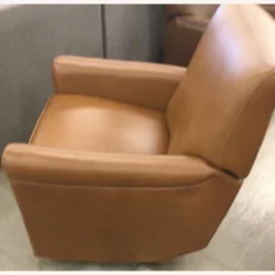 Pottery Barn Irving Roll Arm Leather Grand Swivel Recliner -Pottery Barn 1500 1500 frame 0 2480