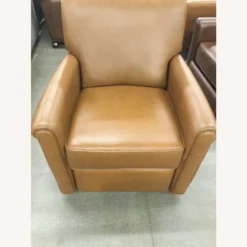 Pottery Barn Irving Roll Arm Leather Grand Swivel Recliner -Pottery Barn 1500 1500 frame 0 2481