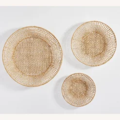 Pottery Barn Asha Abaca Wall Baskets - Set Of 3