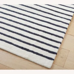 Pottery Barn Performance Mini Stripe Rug Navy