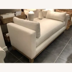 Pottery Barn Jake Upholstered Settee With Wood Legs -Pottery Barn 1500 1500 frame 0 466