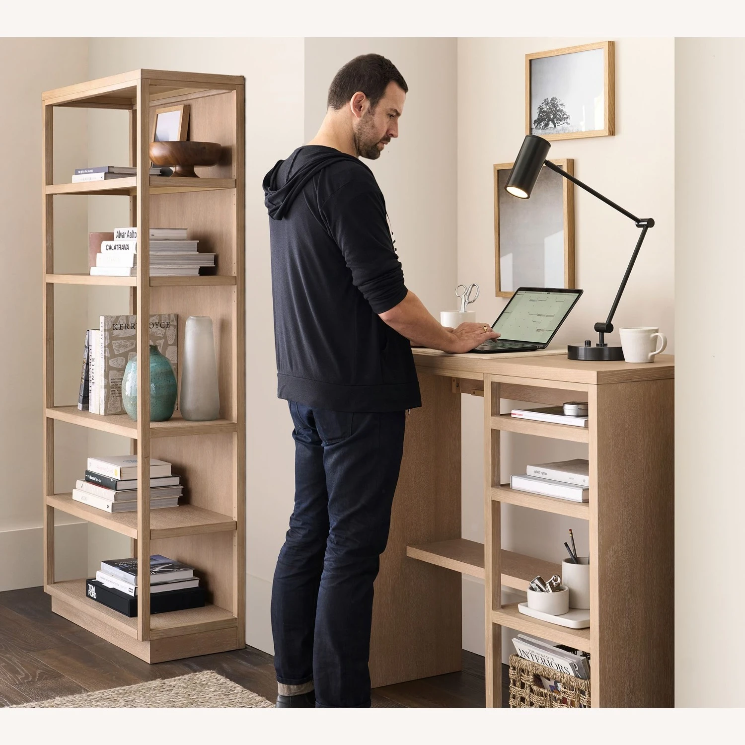 Pottery Barn Pacific Standing Desk with Bookcase Pottery Barn Pacific Standing Desk With Bookcase -Pottery Barn 1500 1500 frame 0 67
