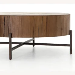 Pottery Barn Fargo Round Reclaimed Wood Coffee Table